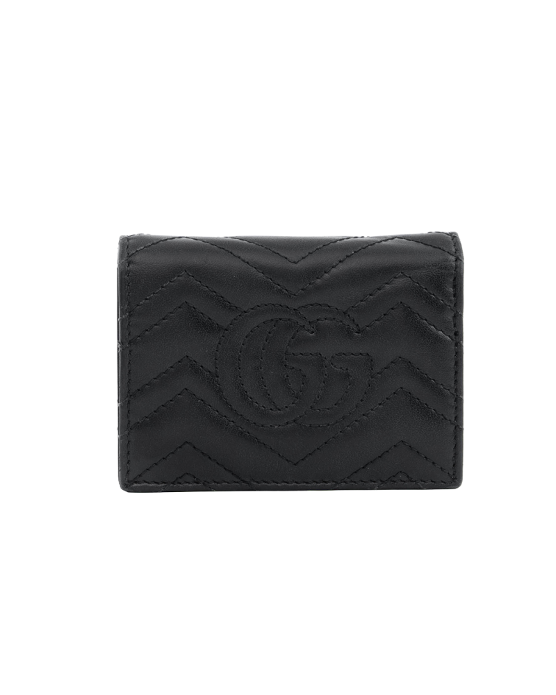 GUCCI MARMONT BI FOLD SHORT BLACK CALF GHW 466492 2067 1178