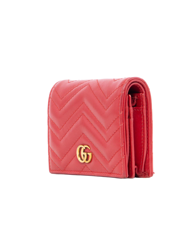 GUCCI MARMONT BI FOLD SHORT RED CALF GHW 466492 0416 0338