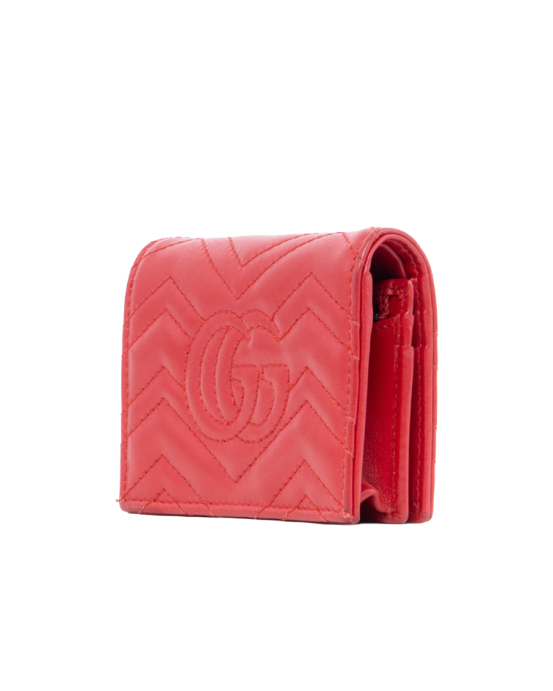 GUCCI MARMONT BI FOLD SHORT RED CALF GHW 466492 0416 0339