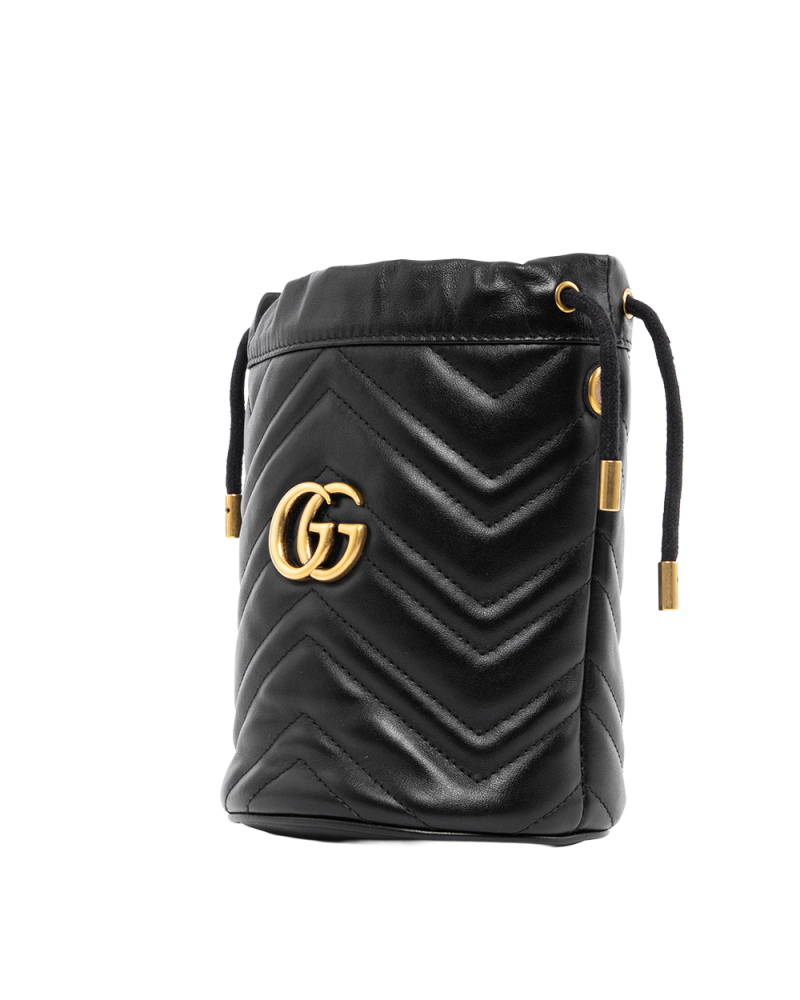GUCCI MARMONT BUCKET MINI BLACK CALF GHW 575163 493075 0464