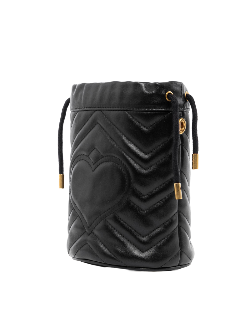 GUCCI MARMONT BUCKET MINI BLACK CALF GHW 575163 493075 0465