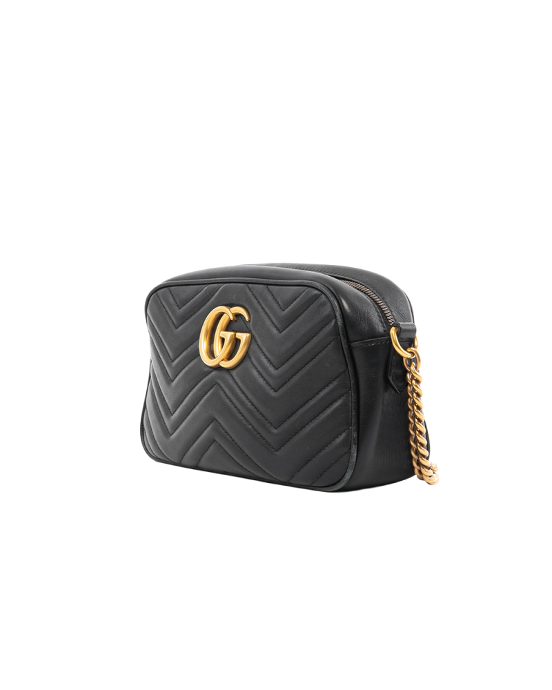 GUCCI MARMONT CAMERA 18 BLACK CALF GHW 7441