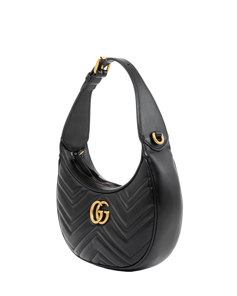 GUCCI MARMONT HALF MOON BLACK CALF GHW 699514 2149 4913