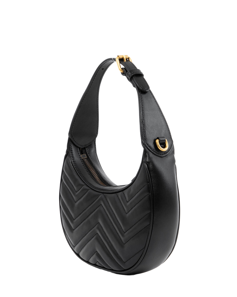 GUCCI MARMONT HALF MOON BLACK CALF GHW 699514 2149 4914