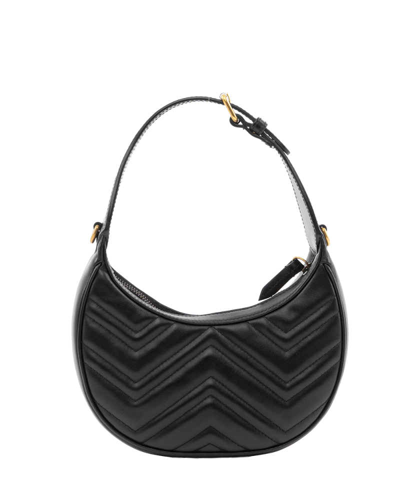 GUCCI MARMONT HALF MOON BLACK CALF GHW 699514 2149 4915