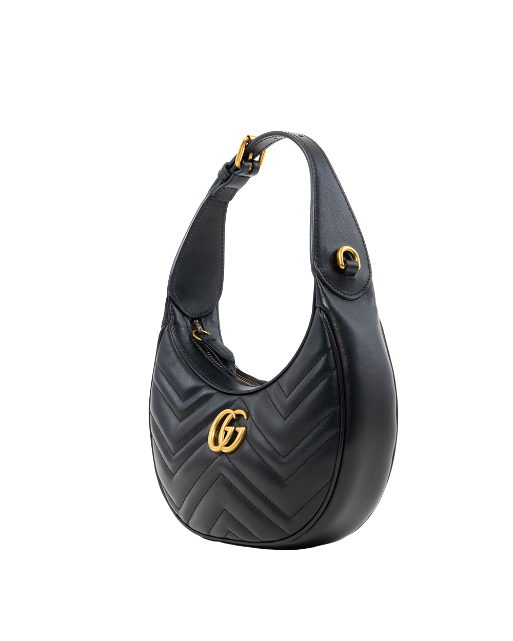 GUCCI MARMONT HALF MOON BLACK CALF GHW 699514 2349 8001