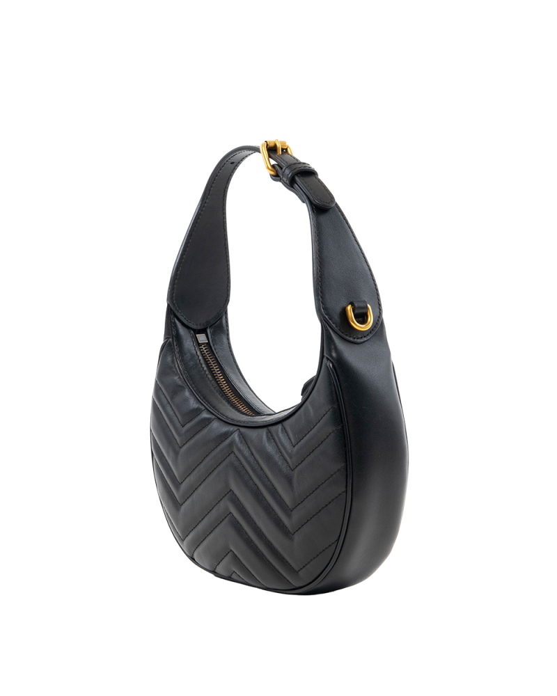 GUCCI MARMONT HALF MOON BLACK CALF GHW 699514 2349 8002