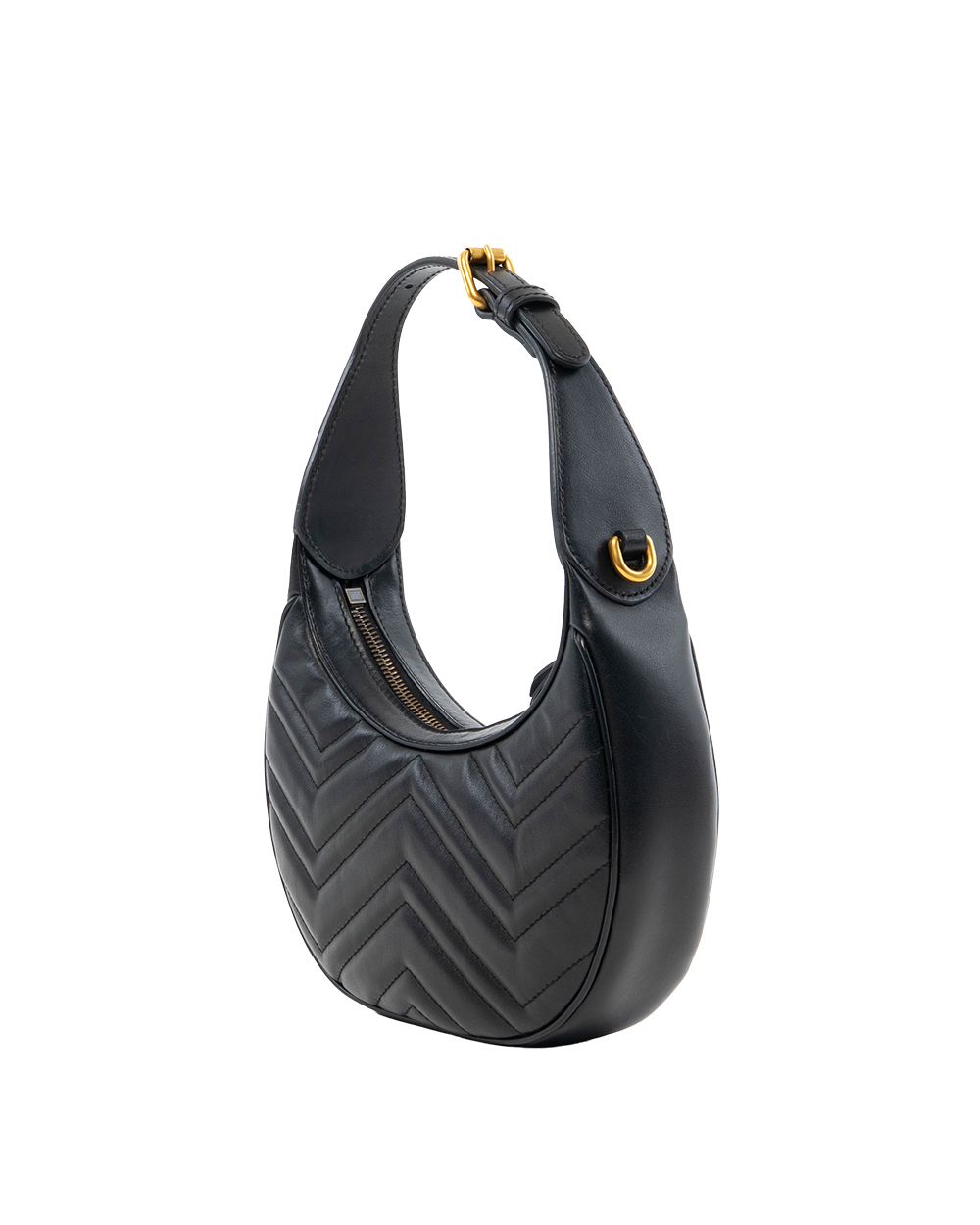 GUCCI MARMONT HALF MOON BLACK CALF GHW 699514 2349 8002