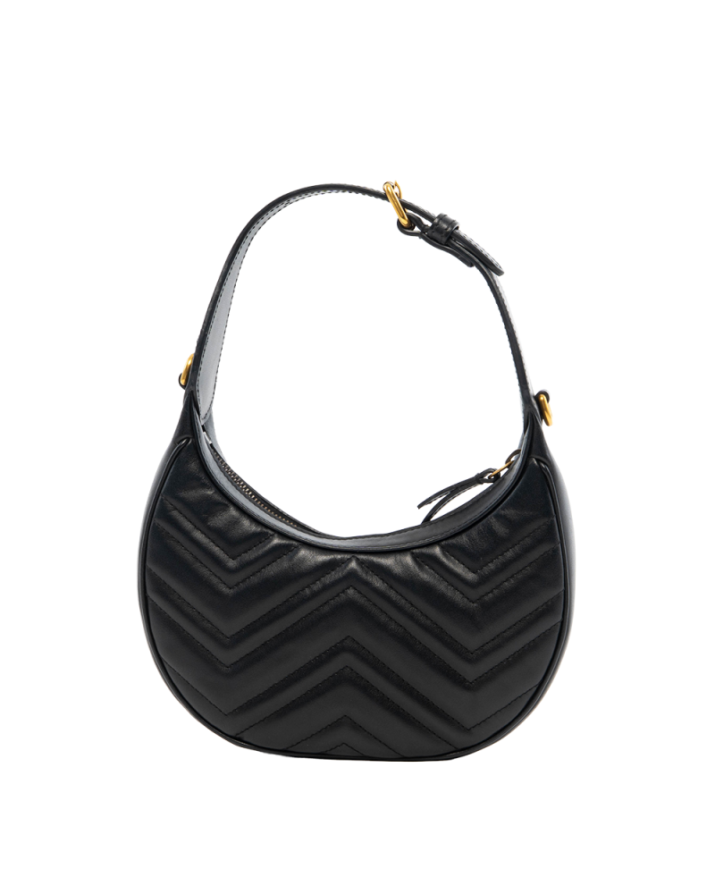 GUCCI MARMONT HALF MOON BLACK CALF GHW 699514 2349 8003