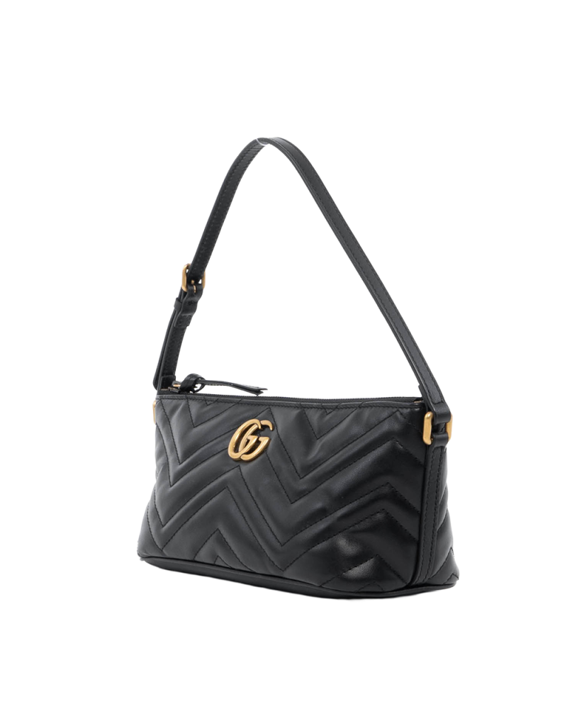 GUCCI MARMONT POUCH MINI BLACK CALF GHW 739166 493075 00485