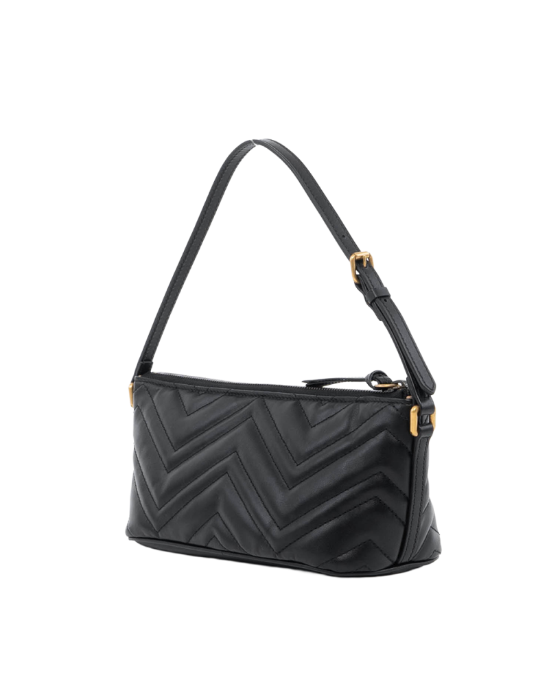 GUCCI MARMONT POUCH MINI BLACK CALF GHW 739166 493075 00486