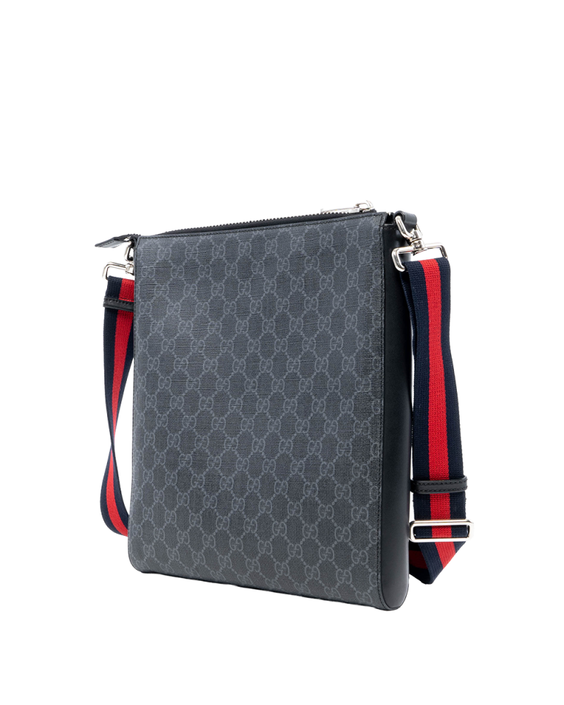 GUCCI MESSENGER MEDIUM BLACK GG SUPREME MONOGRAM CANVAS SHW 474137 520981 05431