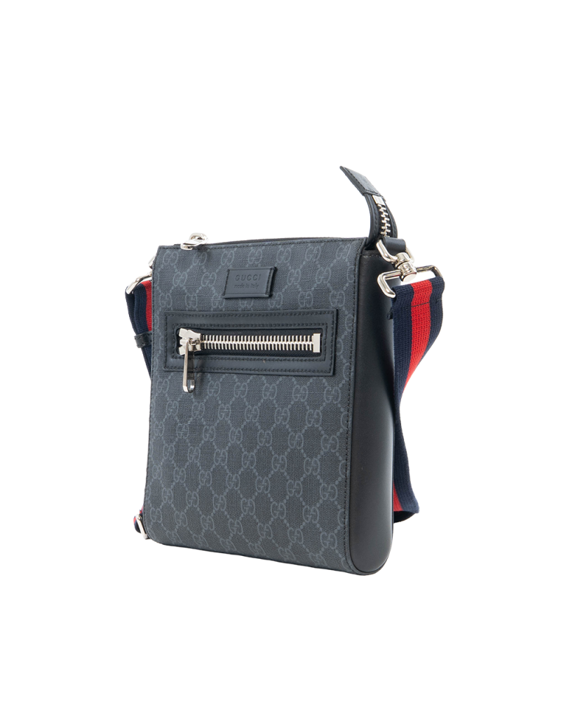 GUCCI MESSENGER SMALL BLACK GG SUPREME MONOGRAM CANVAS SHW 523599 498879 0306