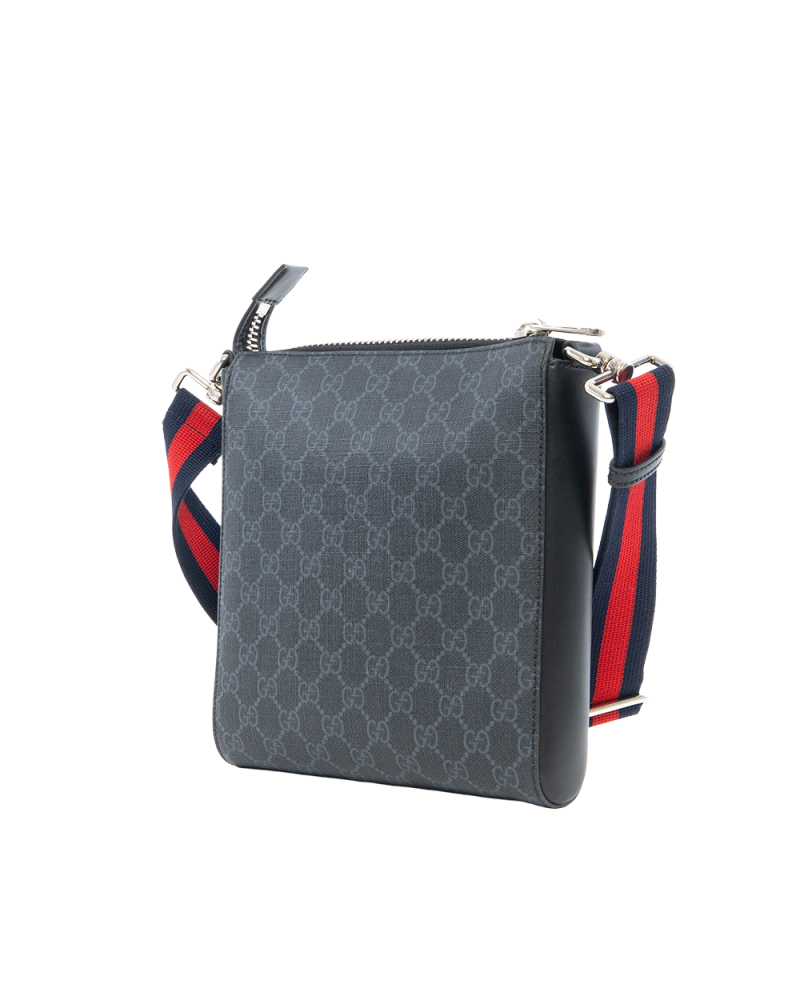 GUCCI MESSENGER SMALL BLACK GG SUPREME MONOGRAM CANVAS SHW 523599 498879 0307