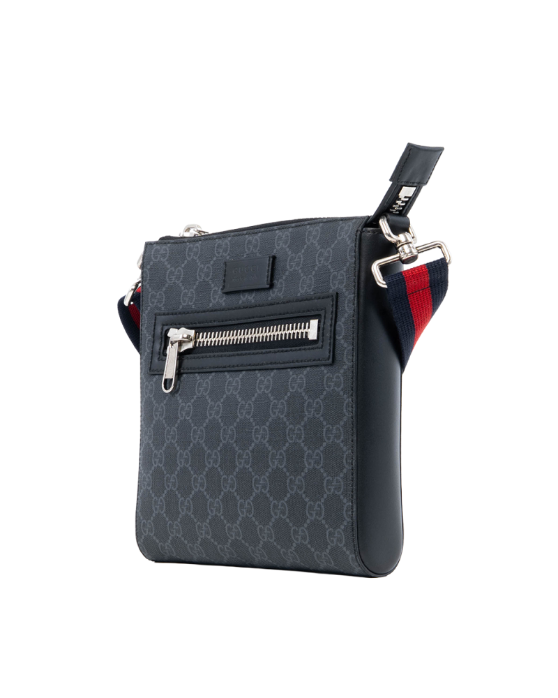 GUCCI MESSENGER SMALL BLACK GG SUPREME MONOGRAM CANVAS SHW 523599 498879 0374