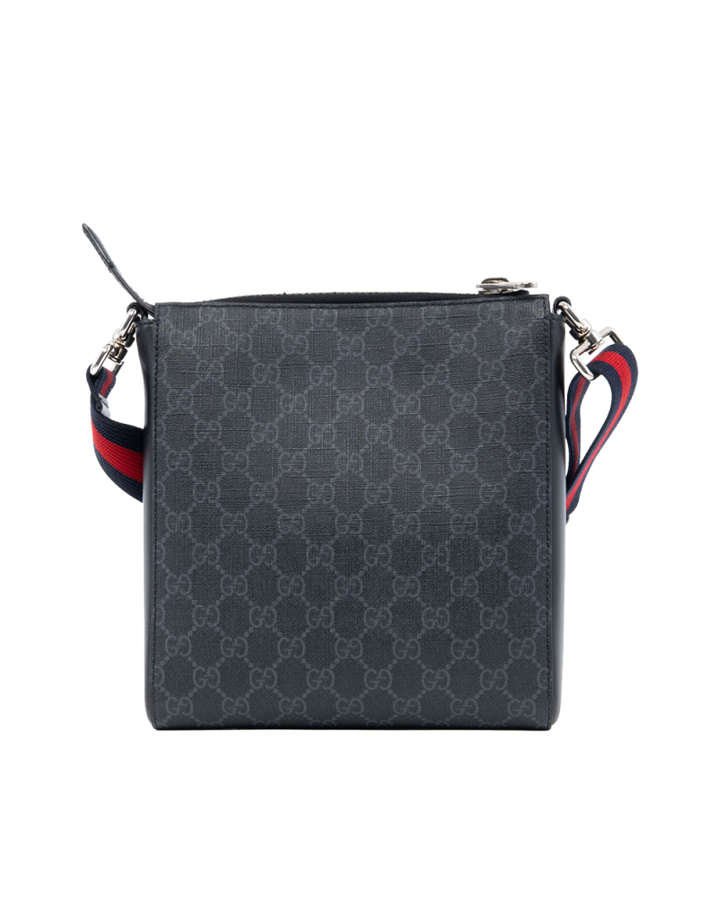 GUCCI MESSENGER SMALL BLACK GG SUPREME MONOGRAM CANVAS SHW 523599 498879 0376