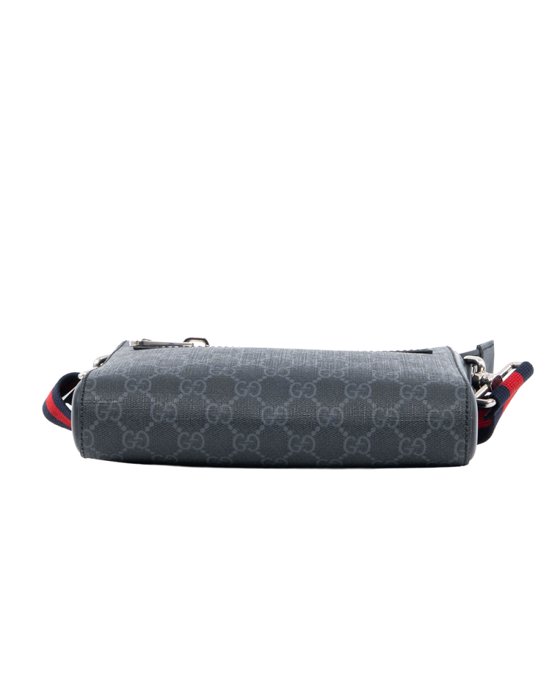 GUCCI MESSENGER SMALL BLACK GG SUPREME MONOGRAM CANVAS SHW 523599 498879 0377