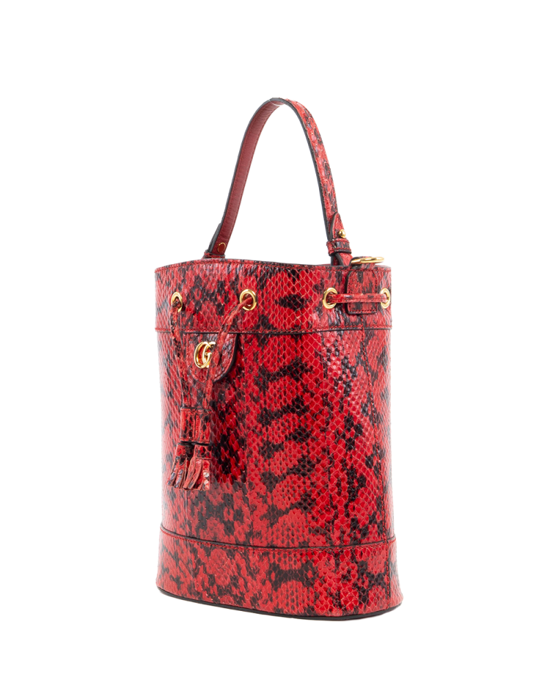 GUCCI OPHIDIA BUCKET SMALL RED PYTHON GHW 610846 498879 5520