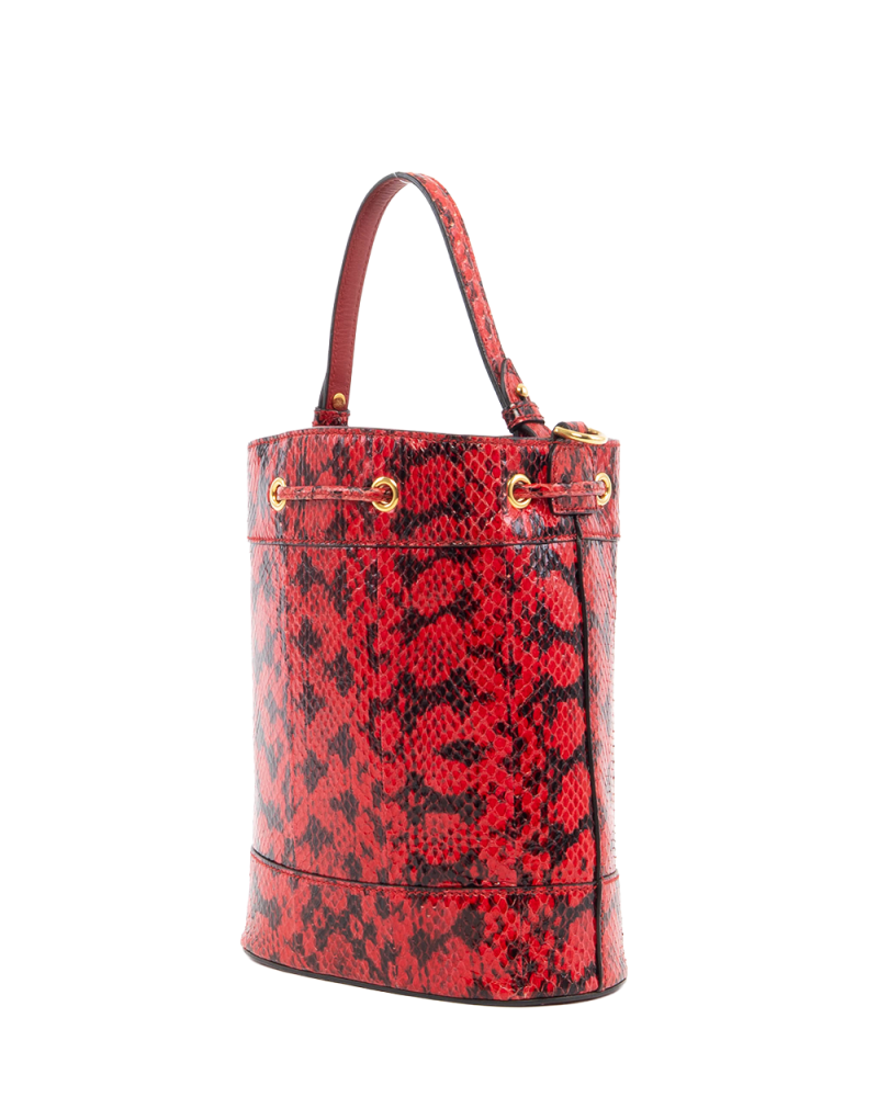 GUCCI OPHIDIA BUCKET SMALL RED PYTHON GHW 610846 498879 5521