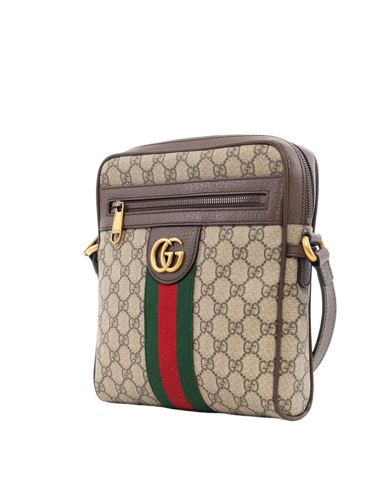 GUCCI OPHIDIA MESSENGER SMALL BROWN RED GREEN GG MONOGRAM CANVAS GHW 547926 520981 0681