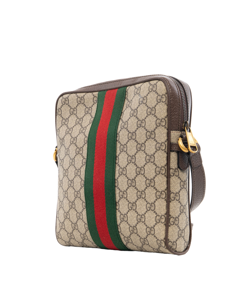 GUCCI OPHIDIA MESSENGER SMALL BROWN RED GREEN GG MONOGRAM CANVAS GHW 547926 520981 0682