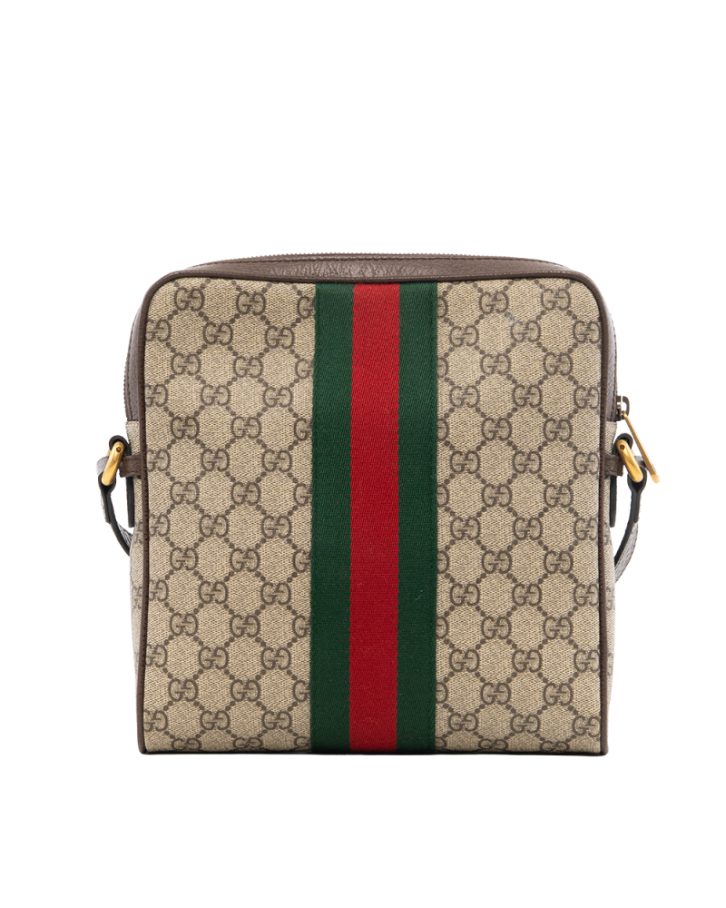 GUCCI OPHIDIA MESSENGER SMALL BROWN RED GREEN GG MONOGRAM CANVAS GHW 547926 520981 0683