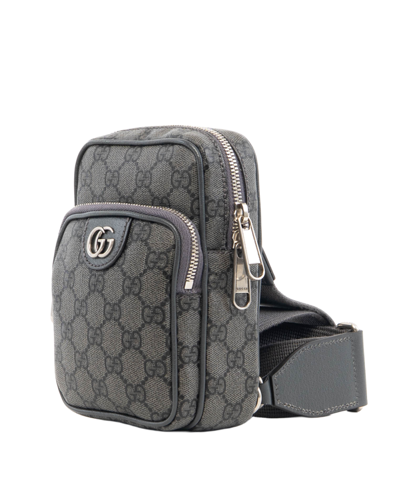 GUCCI OPHIDIA PHONE MINI GREY GG SUPREME MONOGRAM CANVAS SHW 5282