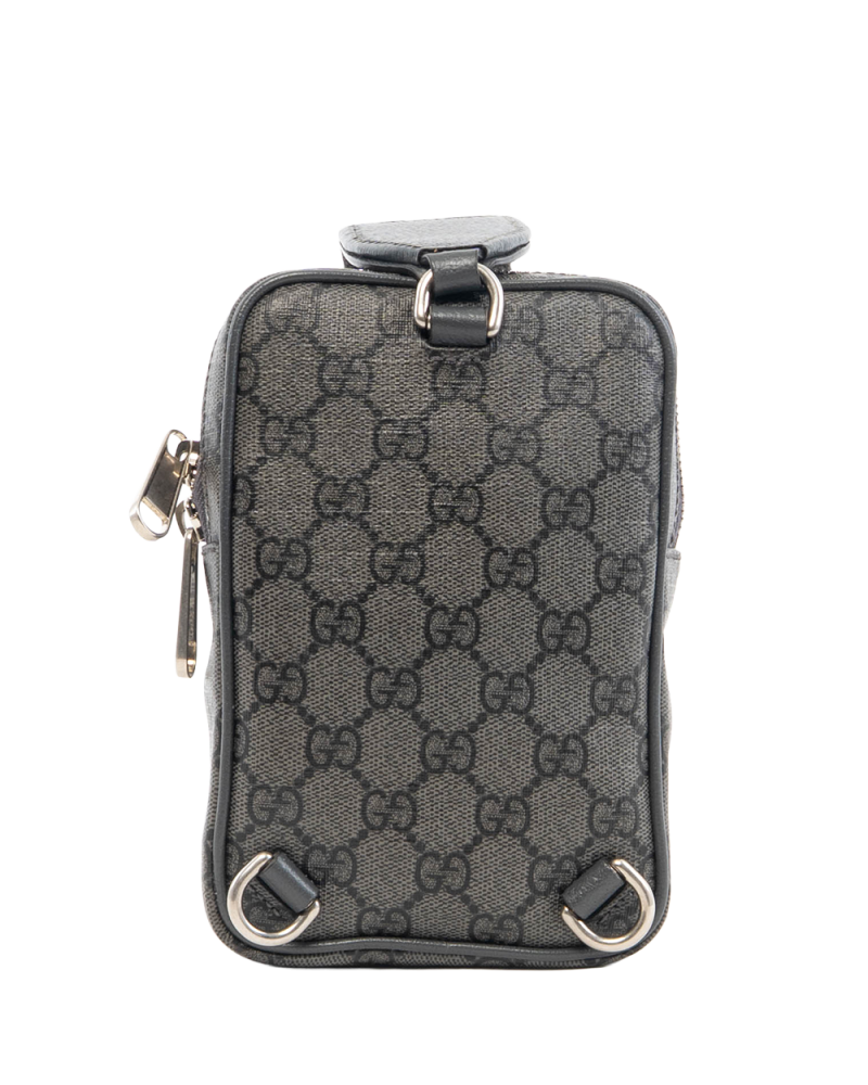 GUCCI OPHIDIA PHONE MINI GREY GG SUPREME MONOGRAM CANVAS SHW 5284