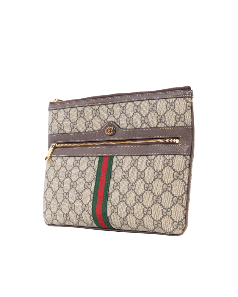 GUCCI OPHIDIA POUCH CLUTCH BROWN GG SUPREME MONOGRAM GHW 517551 2149 4559