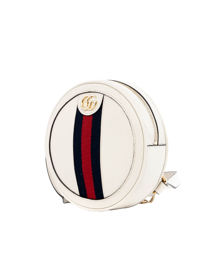 GUCCI OPHIDIA ROUND MINI WHITE CALF GHW 598661 584046 03573