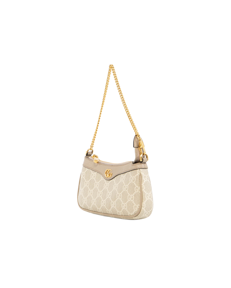 GUCCI OPHIDIA SHOULDER BAG MINI BEIGE GG MONOGRAM CANVAS GHW 764960 493075 5500