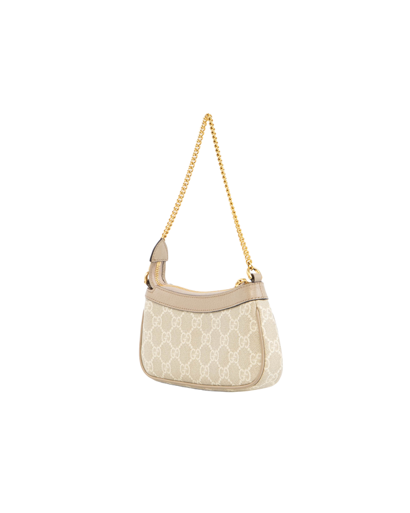 GUCCI OPHIDIA SHOULDER BAG MINI BEIGE GG MONOGRAM CANVAS GHW 764960 493075 5501