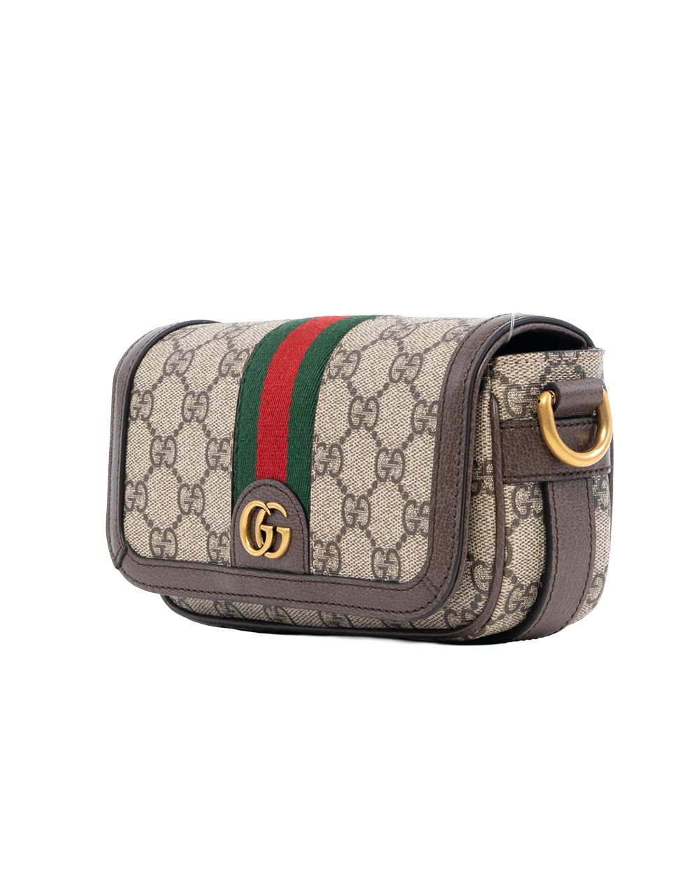GUCCI OPHIDIA SHOULDER BAG MINI BROWN RED GREEN GG SUPREME MONOGRAM CANVAS GHW 2059