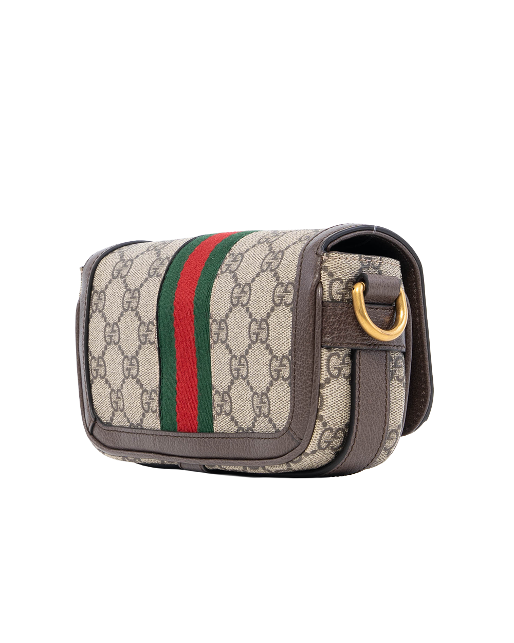 GUCCI OPHIDIA SHOULDER BAG MINI BROWN RED GREEN GG SUPREME MONOGRAM CANVAS GHW 2060