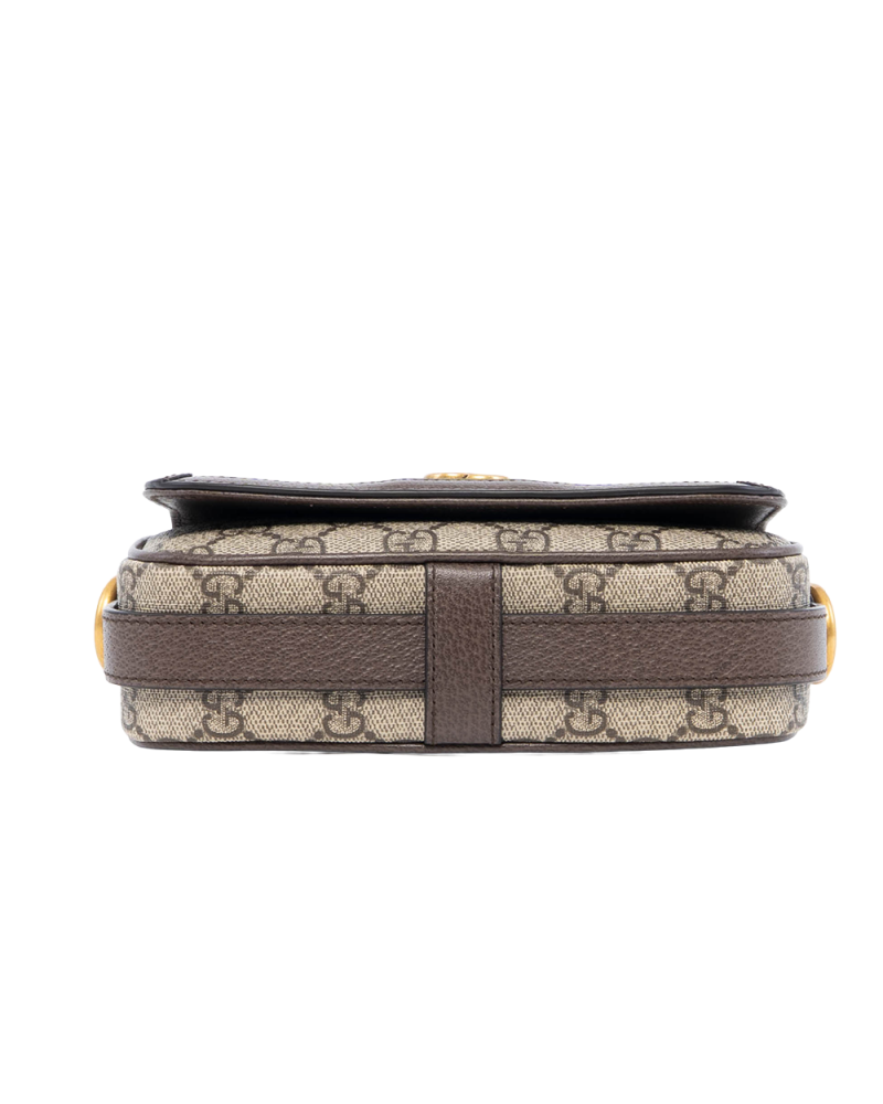 GUCCI OPHIDIA SHOULDER BAG MINI BROWN RED GREEN GG SUPREME MONOGRAM CANVAS GHW 2065