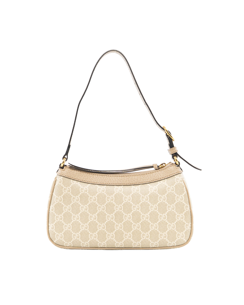 GUCCI OPHIDIA SHOULDER BAG SMALL BEIGE GG MONOGRAM CANVAS GHW 735145 498879 0318