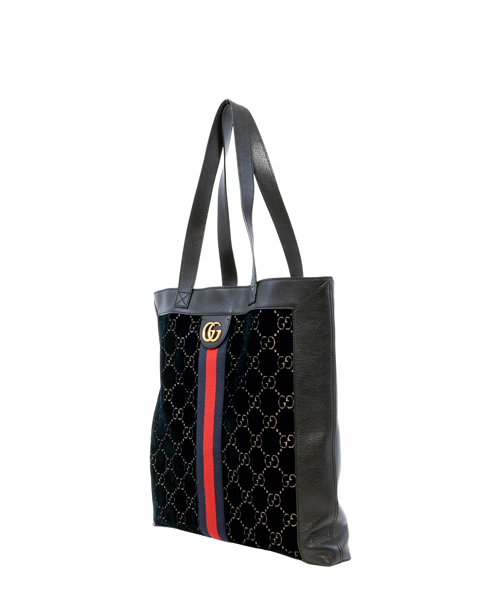 GUCCI OPHIDIA TOTE LARGE BLACK RED BLUE CALF AND VELVET GHW 523781 493075 05619