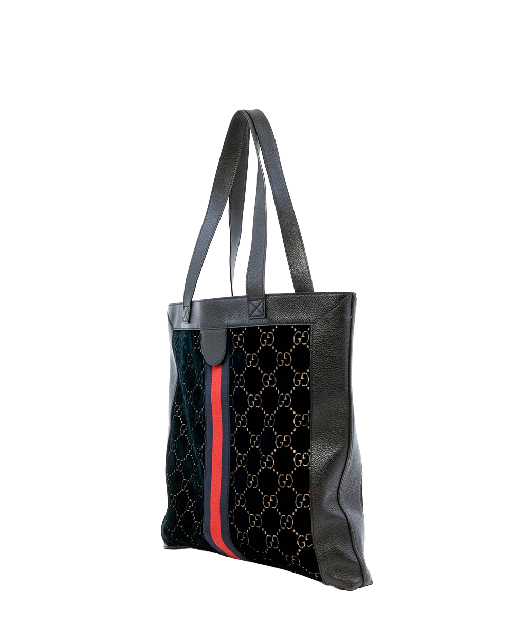 GUCCI OPHIDIA TOTE LARGE BLACK RED BLUE CALF AND VELVET GHW 523781 493075 05620