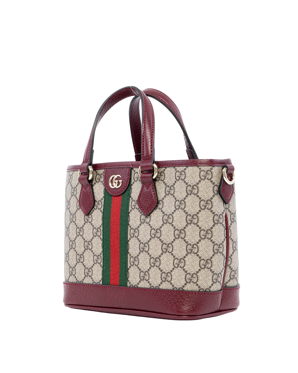 GUCCI OPHIDIA TOTE SMALL BROWN RED GG MONOGRAM CANVAS GHW 836848 650815 04039