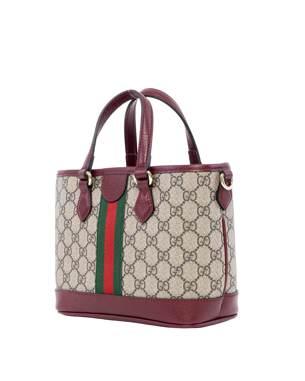 GUCCI OPHIDIA TOTE SMALL BROWN RED GG MONOGRAM CANVAS GHW 836848 650815 04040