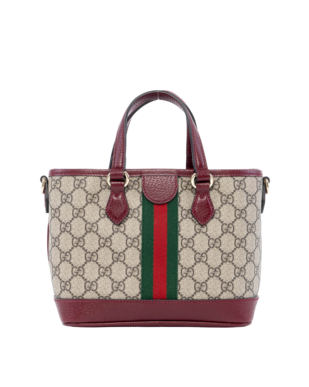 GUCCI OPHIDIA TOTE SMALL BROWN RED GG MONOGRAM CANVAS GHW 836848 650815 04041