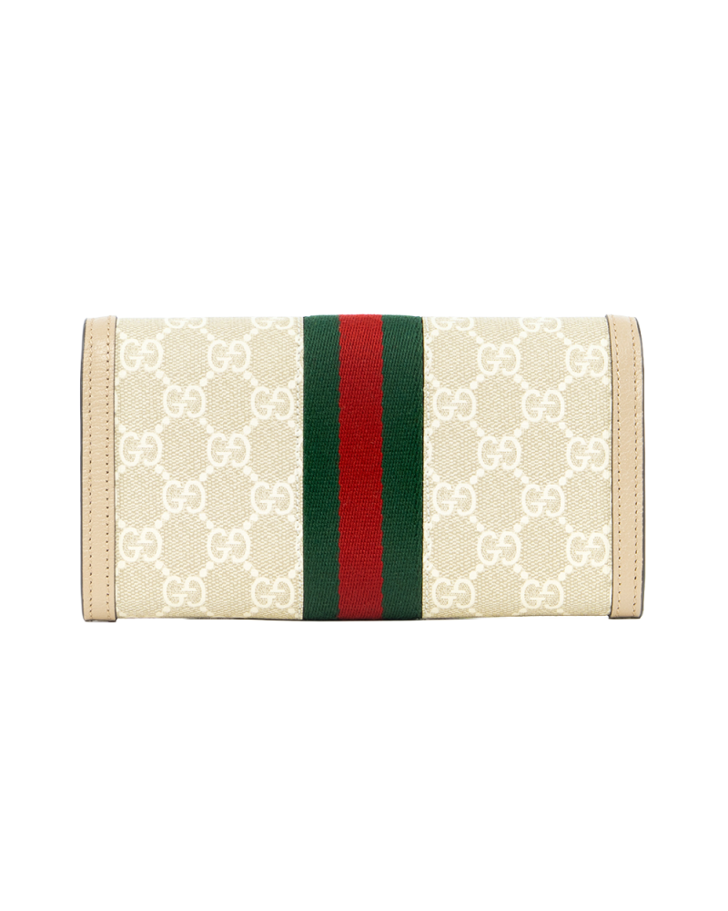 GUCCI OPHIDIA WALLET LONG BEIGE GG MONOGRAM CANVAS GHW 523153 2149 0265