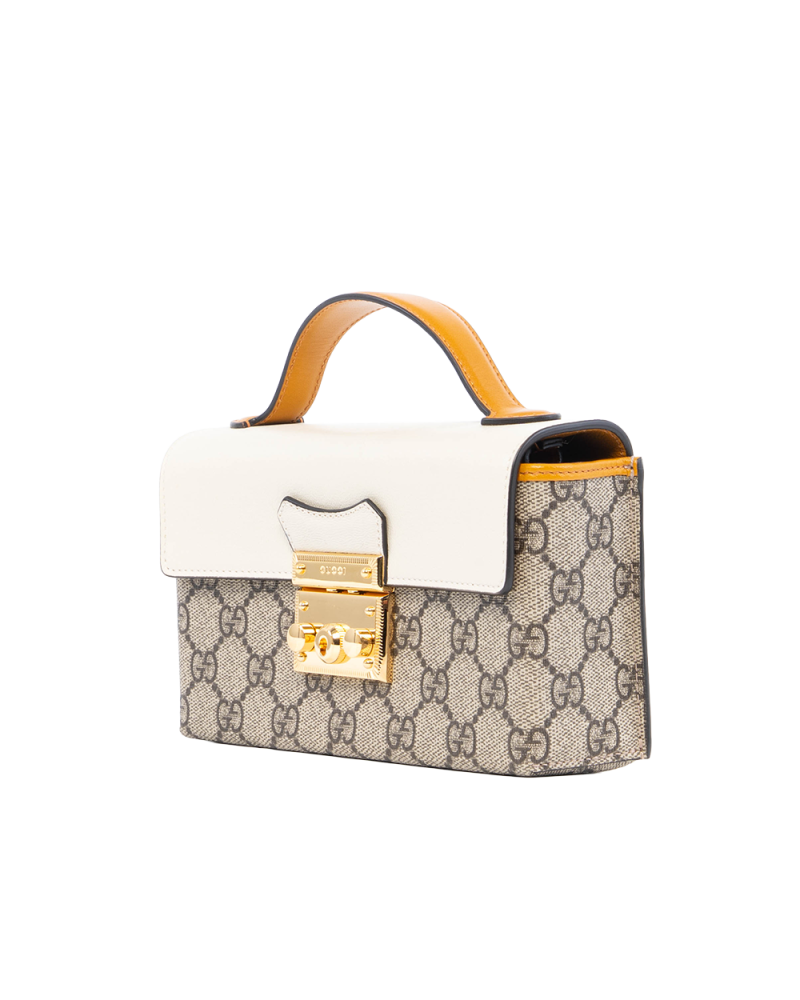 GUCCI PADLOCK SMALL WHITE GG MONOGRAM CANVAS GHW 01554GUCCI PADLOCK SMALL WHITE GG MONOGRAM CANVAS GHW 01554