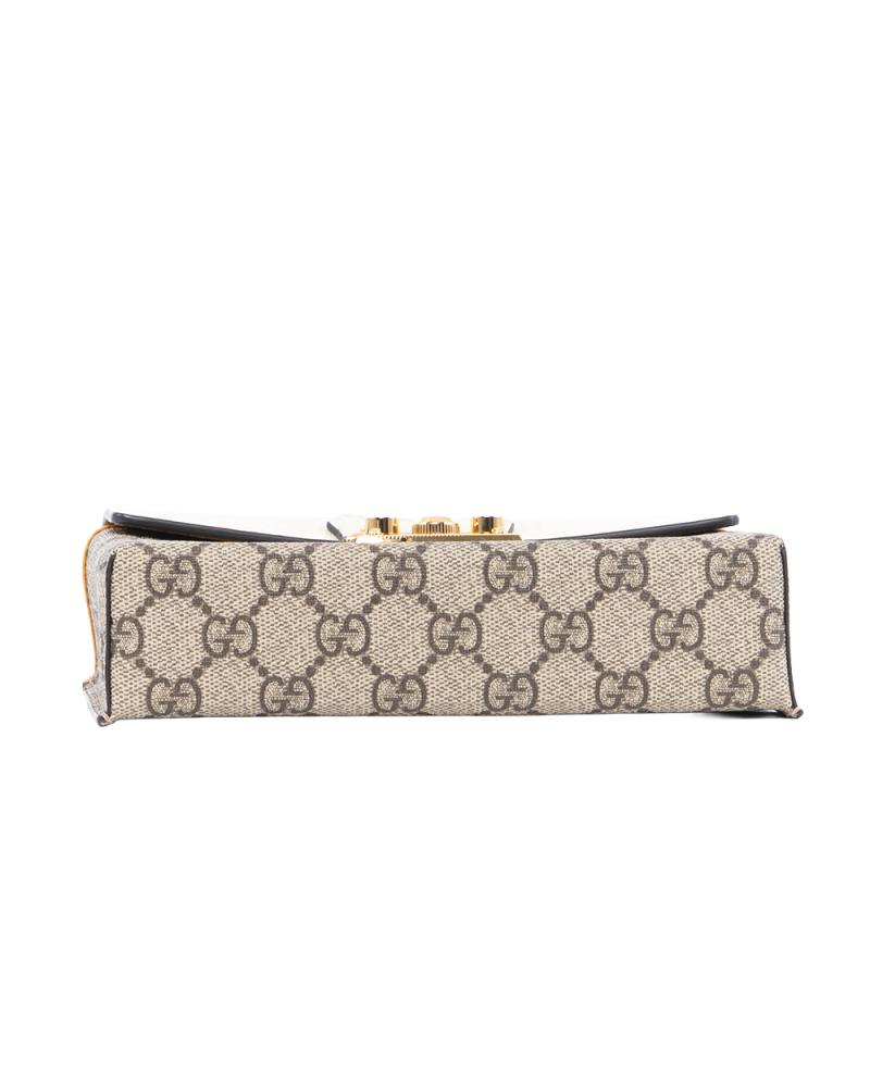 GUCCI PADLOCK SMALL WHITE GG MONOGRAM CANVAS GHW 01557