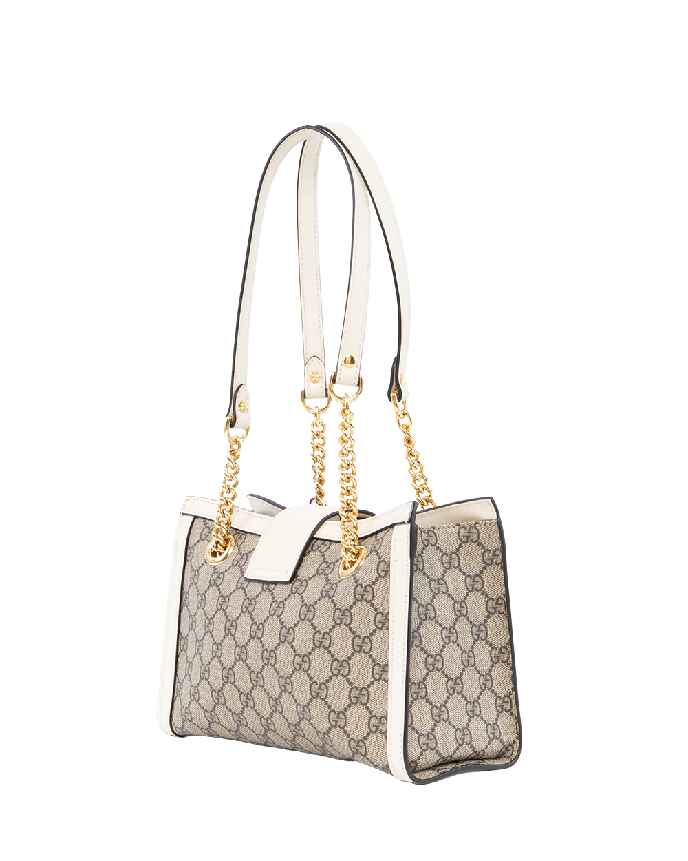 GUCCI PADLOCK TOTE BAG SMALL WHITE BEIGE GG SUPREME MONOGRAM CANVAS GHW 498156 493075 0550