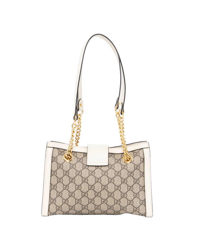 GUCCI PADLOCK TOTE BAG SMALL WHITE BEIGE GG SUPREME MONOGRAM CANVAS GHW 498156 493075 0551