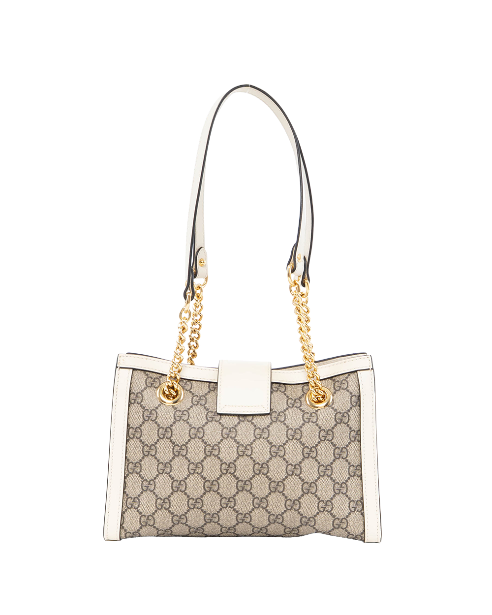 GUCCI PADLOCK TOTE BAG SMALL WHITE BEIGE GG SUPREME MONOGRAM CANVAS GHW 498156 493075 0551