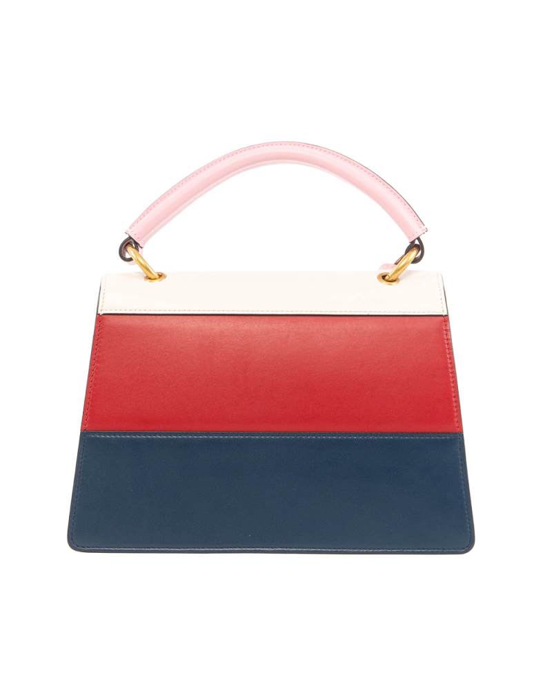 GUCCI QUEEN MARGARET TOP HANDLE RED NAVY WHITE CALF GHW 476541 520981 5540