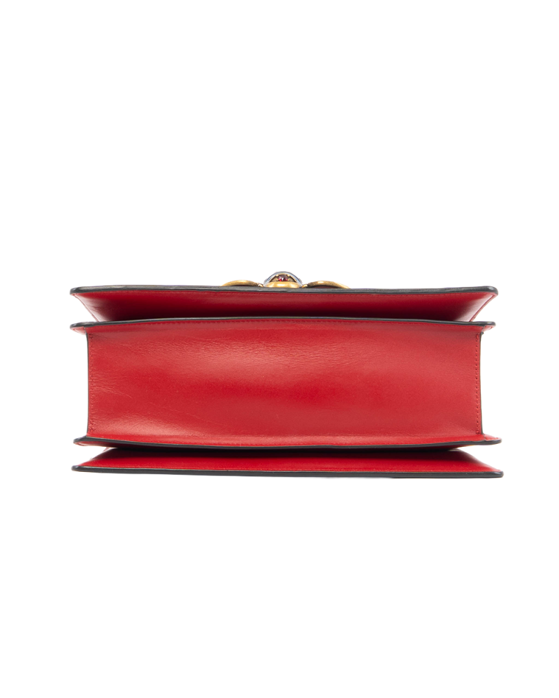 GUCCI QUEEN MARGARET TOP HANDLE RED NAVY WHITE CALF GHW 476541 520981 5541