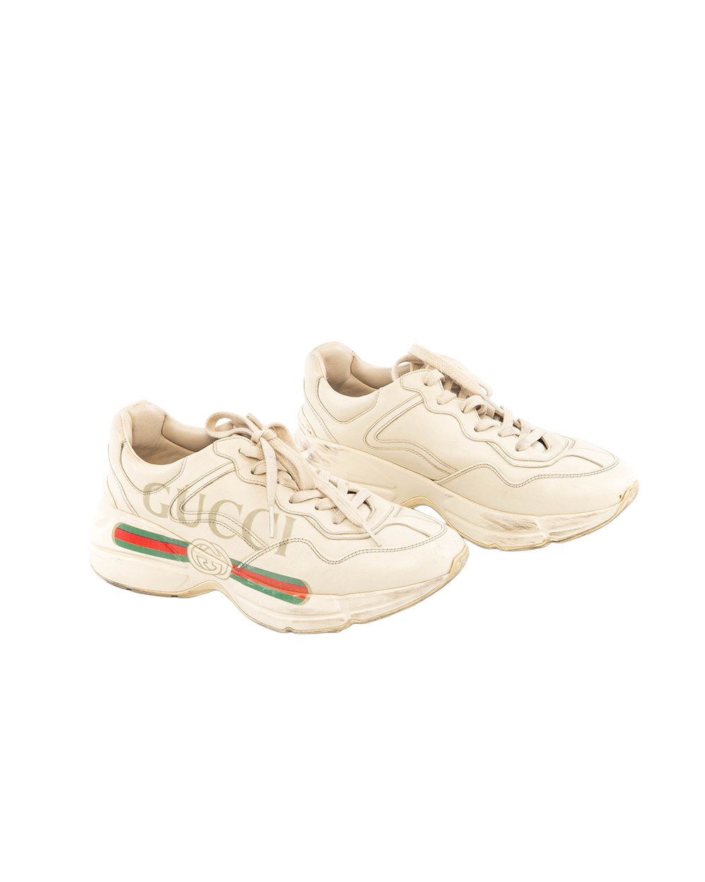 GUCCI RHYTON GUCCI LOGO SNEAKER 38 WHITE CALF 528892 5429